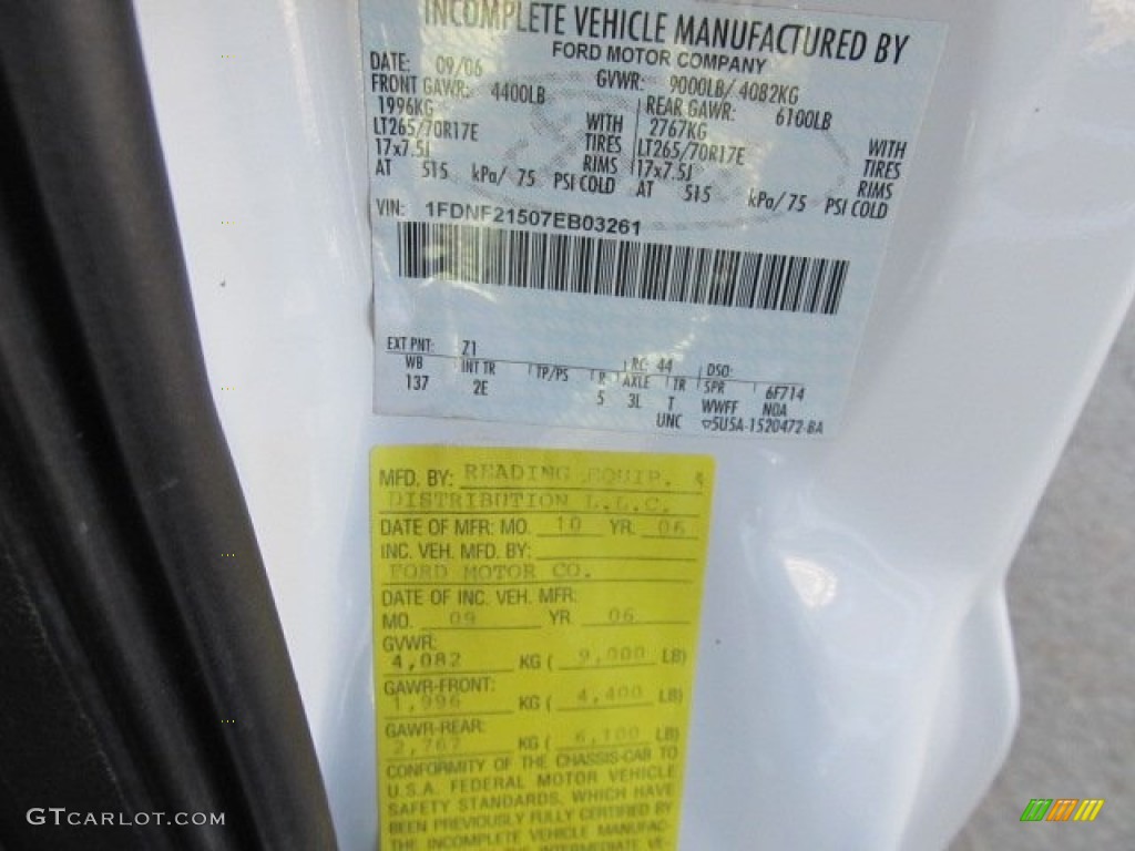 2007 Ford F250 Super Duty XLT Regular Cab 4x4 Utility Color Code Photos