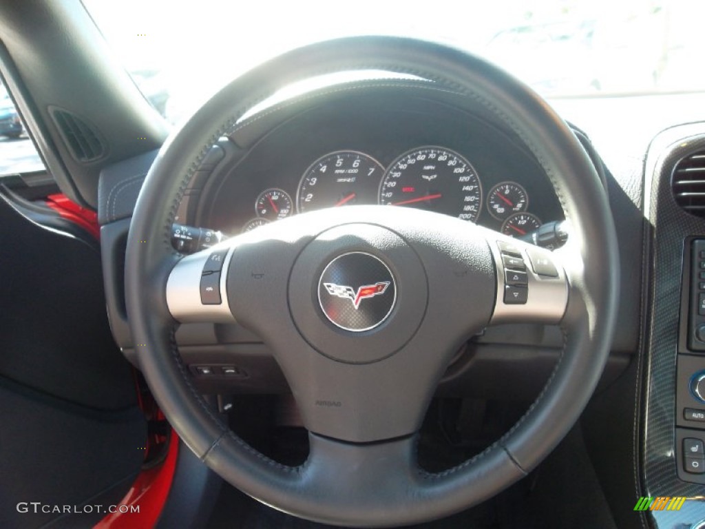 2010 Chevrolet Corvette ZR1 Ebony Black Steering Wheel Photo #56162489