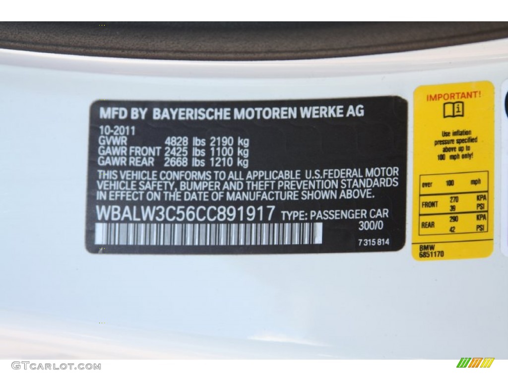 2012 BMW 6 Series 640i Coupe Info Tag Photo #56163641
