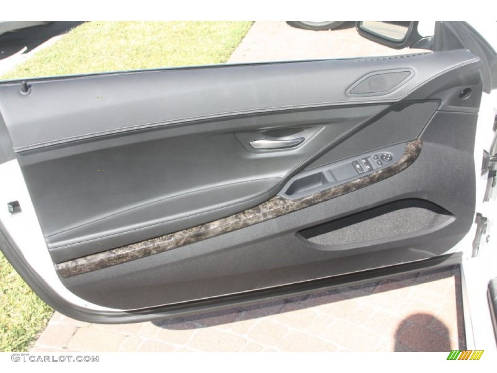 2012 BMW 6 Series 640i Coupe Black Nappa Leather Door Panel Photo #56163671