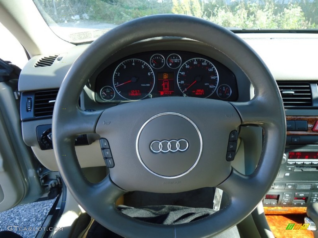 2004 Audi A6 2.7T quattro Sedan Beige Steering Wheel Photo #56166151