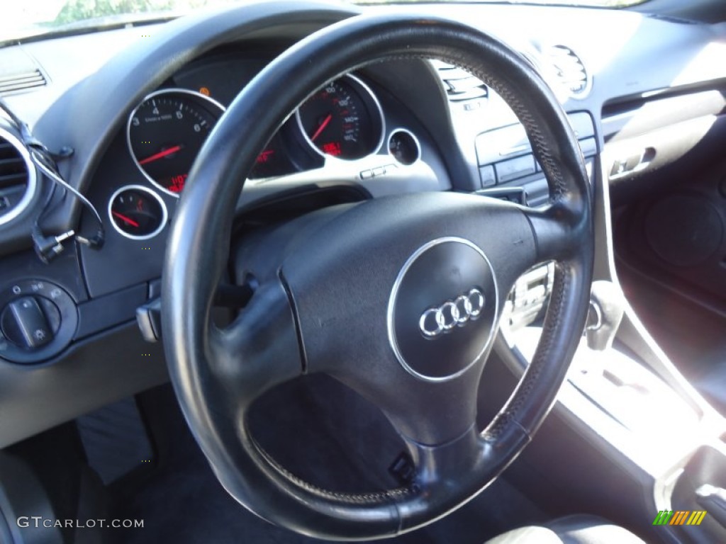 2003 Audi A4 1.8T Cabriolet Ebony Steering Wheel Photo #56166872