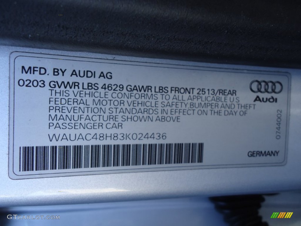 2003 Audi A4 1.8T Cabriolet Info Tag Photos