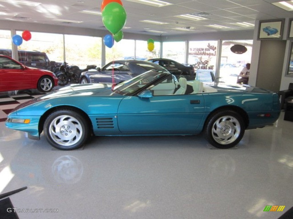 1993 Corvette Convertible - Bright Aqua Metallic / White photo #2