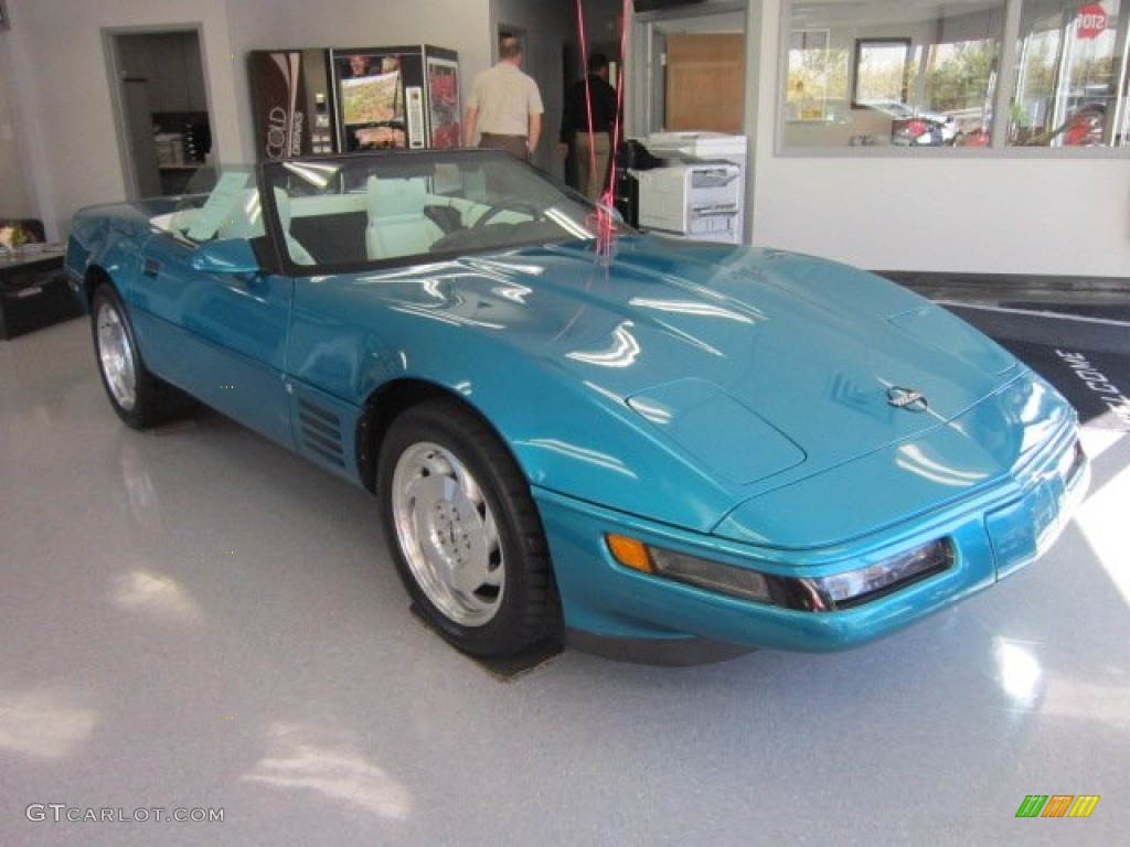 1993 Corvette Convertible - Bright Aqua Metallic / White photo #6