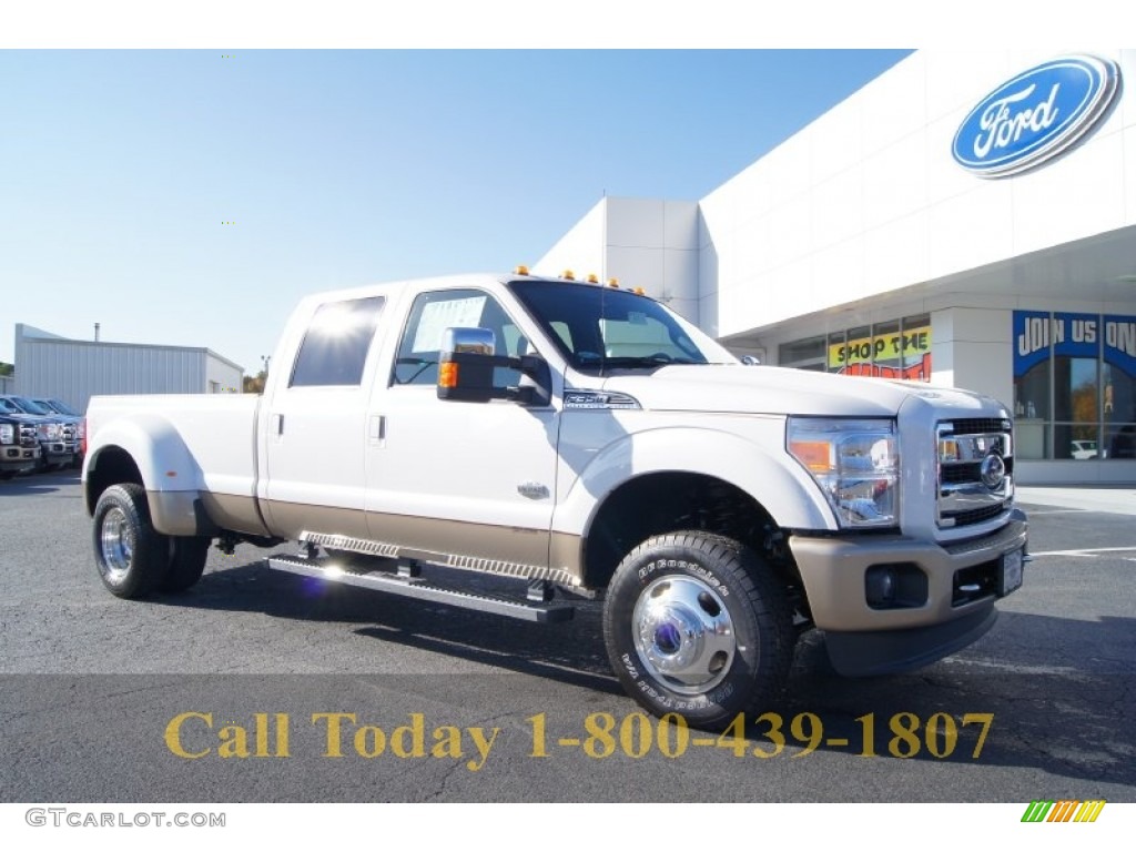 2012 F350 Super Duty King Ranch Crew Cab 4x4 Dually - White Platinum Metallic Tri-Coat / Chaparral Leather photo #1