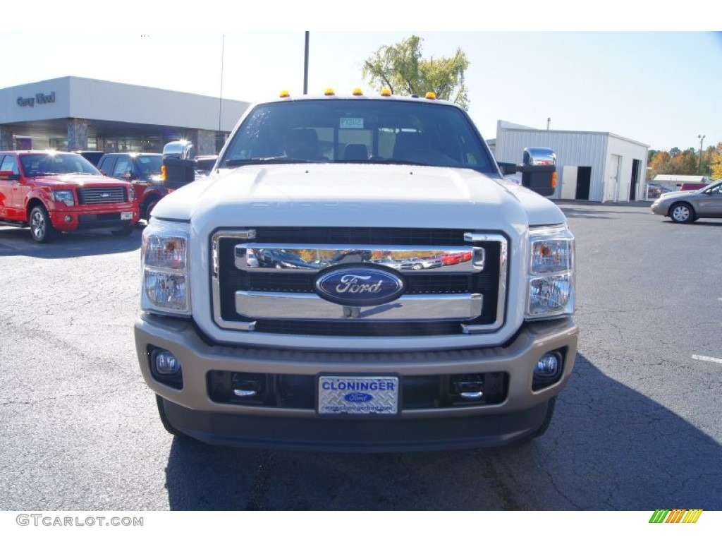 2012 F350 Super Duty King Ranch Crew Cab 4x4 Dually - White Platinum Metallic Tri-Coat / Chaparral Leather photo #7