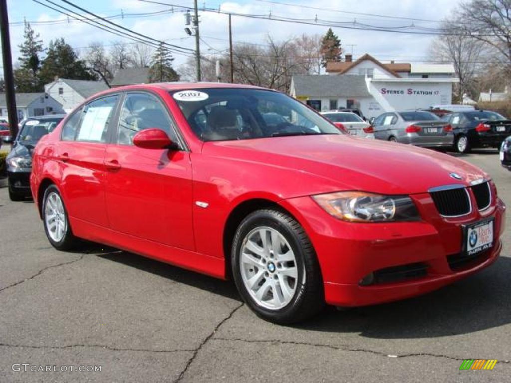 2007 3 Series 328xi Sedan - Crimson Red / Beige photo #2