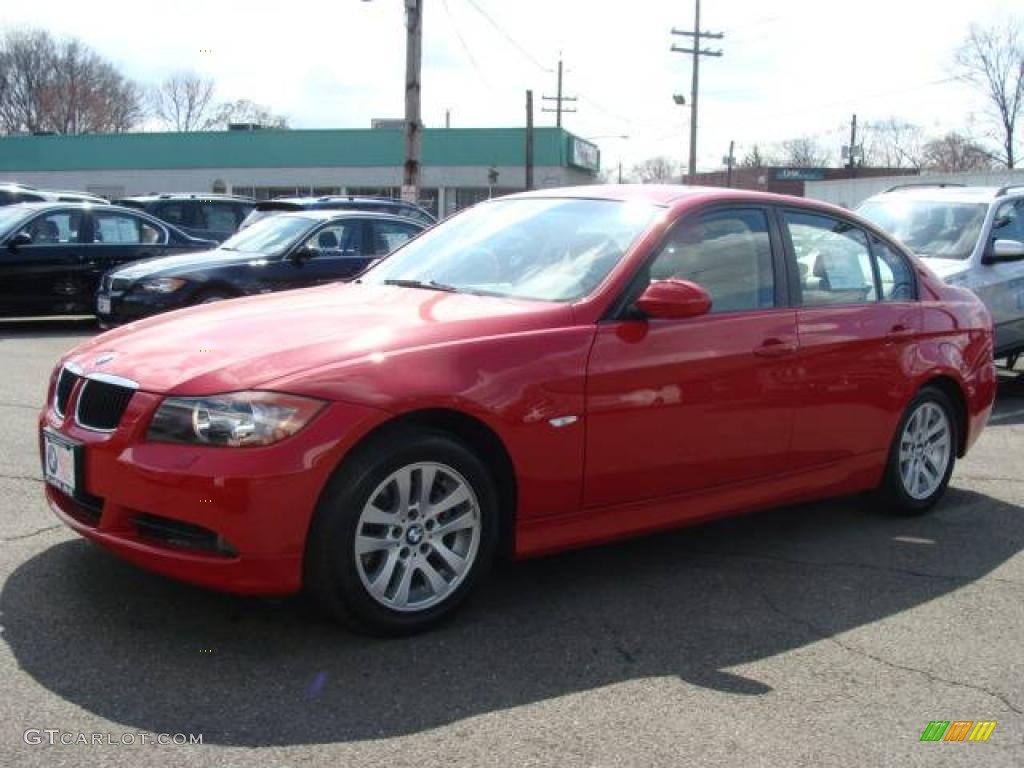 2007 3 Series 328xi Sedan - Crimson Red / Beige photo #4