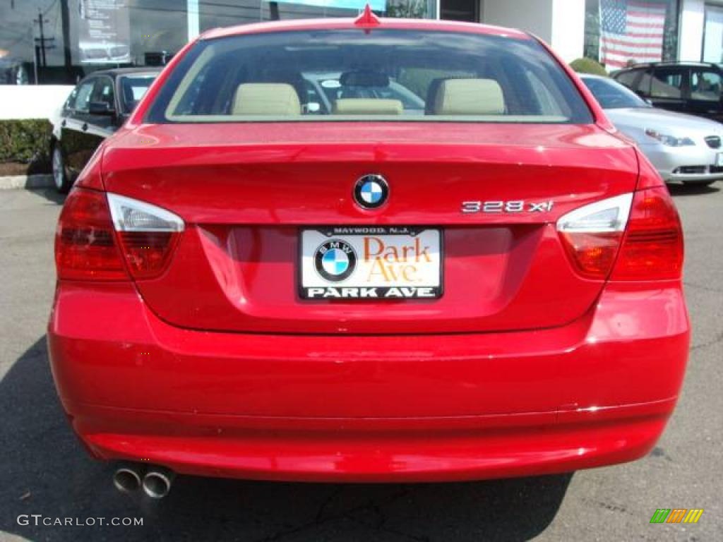 2007 3 Series 328xi Sedan - Crimson Red / Beige photo #7