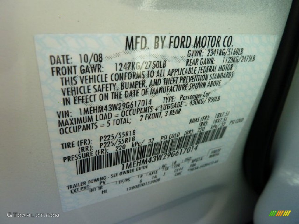 2009 Mercury Sable Premier AWD Sedan Color Code Photos