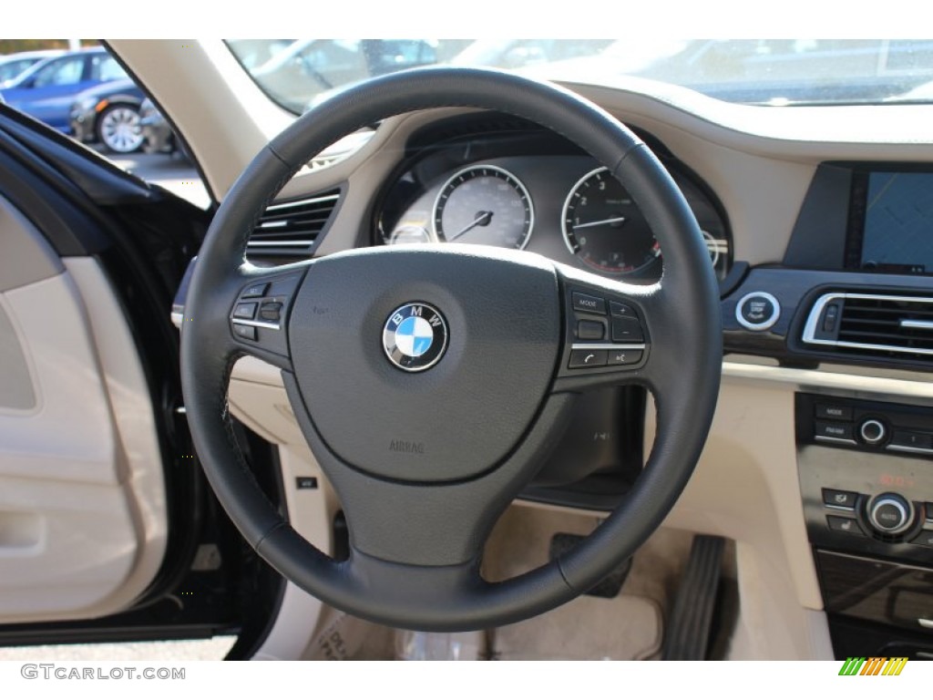 2010 BMW 7 Series 750Li xDrive Sedan Oyster Nappa Leather Steering Wheel Photo #56185088
