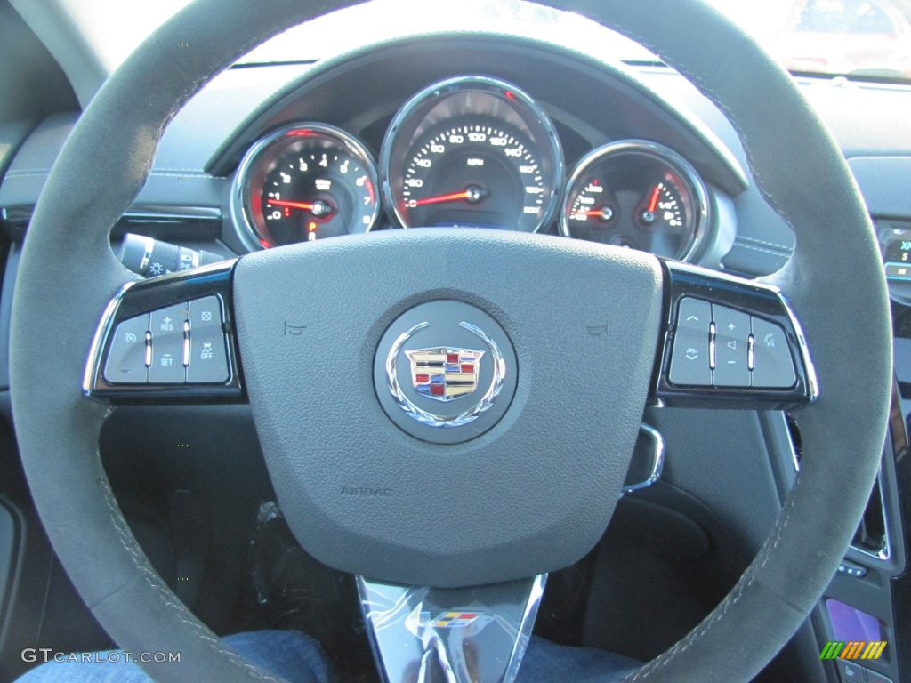 2012 Cadillac CTS -V Sedan Ebony/Ebony Steering Wheel Photo #56187749