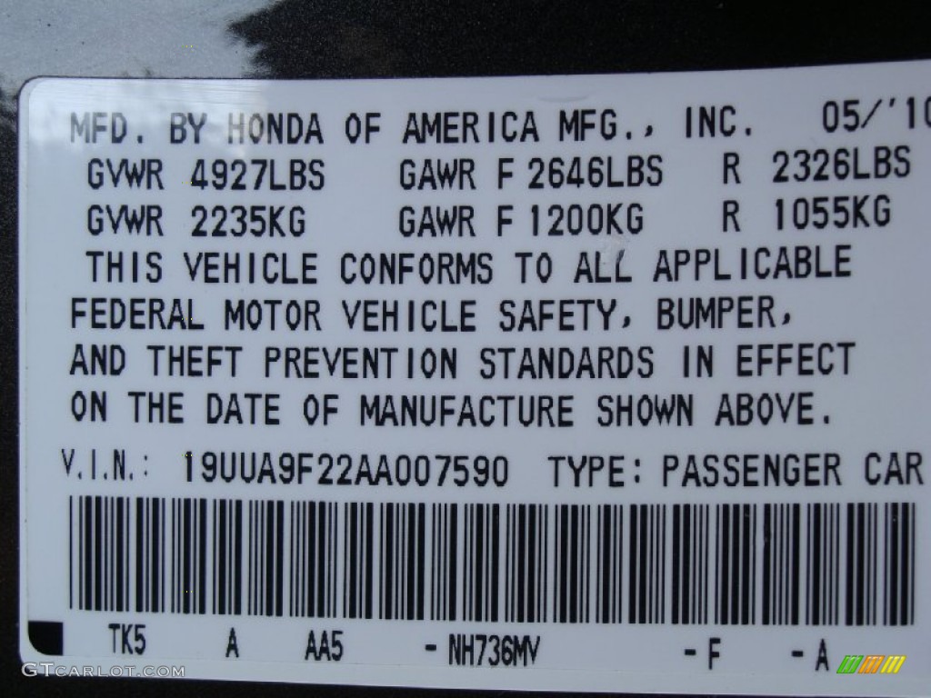 2010 TL Color Code NH736MV for Grigio Metallic Photo #56192501