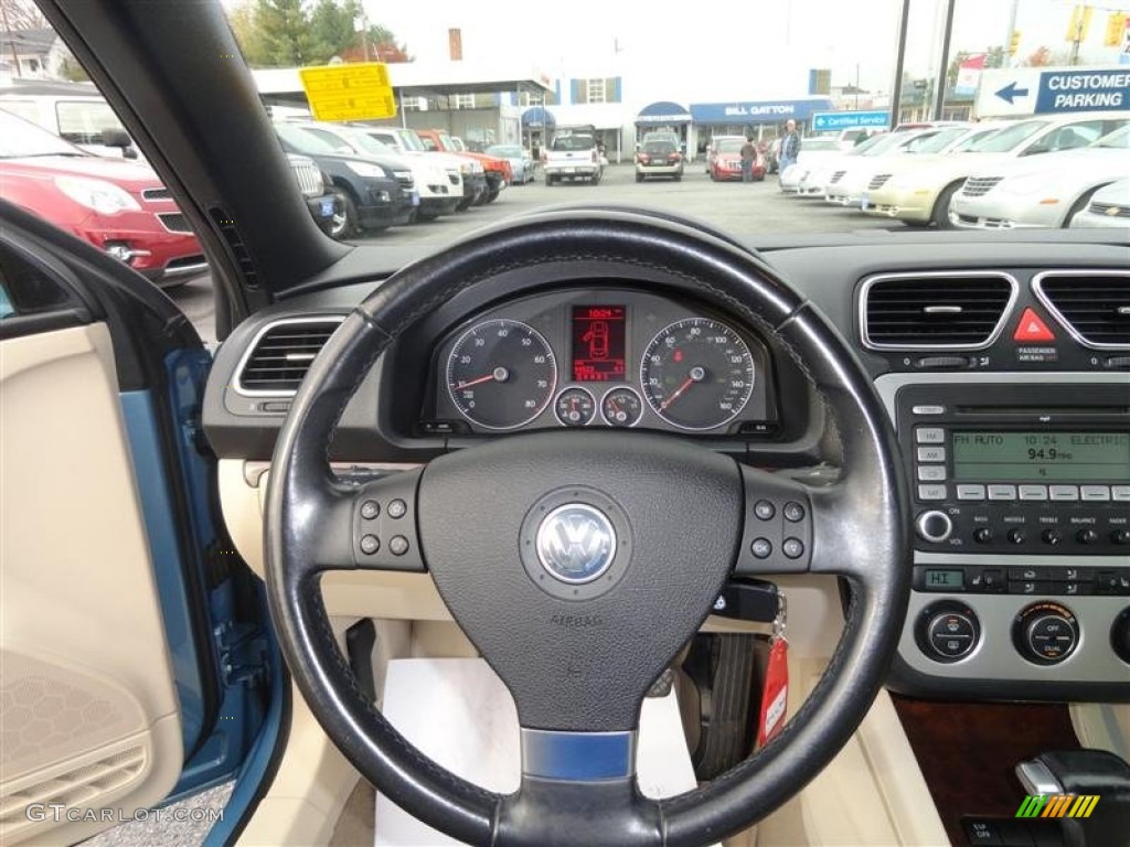 2008 Volkswagen Eos Lux Cornsilk Beige Steering Wheel Photo #56196113