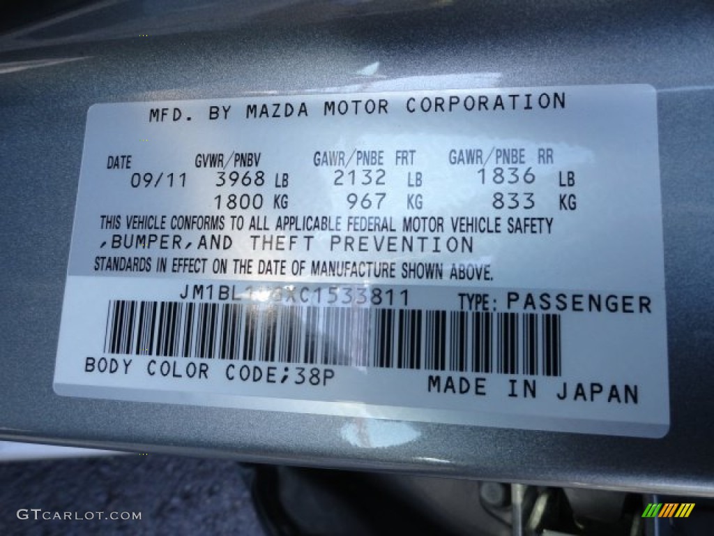 2012 MAZDA3 Color Code 38P for Liquid Silver Metallic Photo #56199749