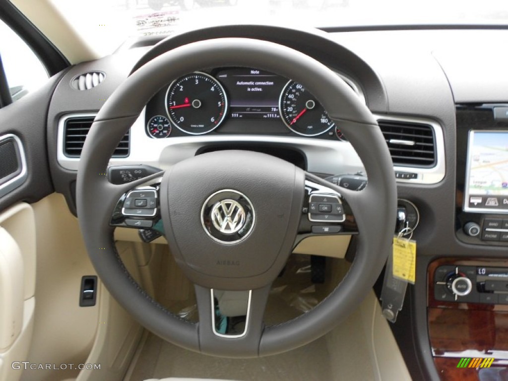 2012 Volkswagen Touareg TDI Lux 4XMotion Cornsilk Beige Steering Wheel Photo #56200340