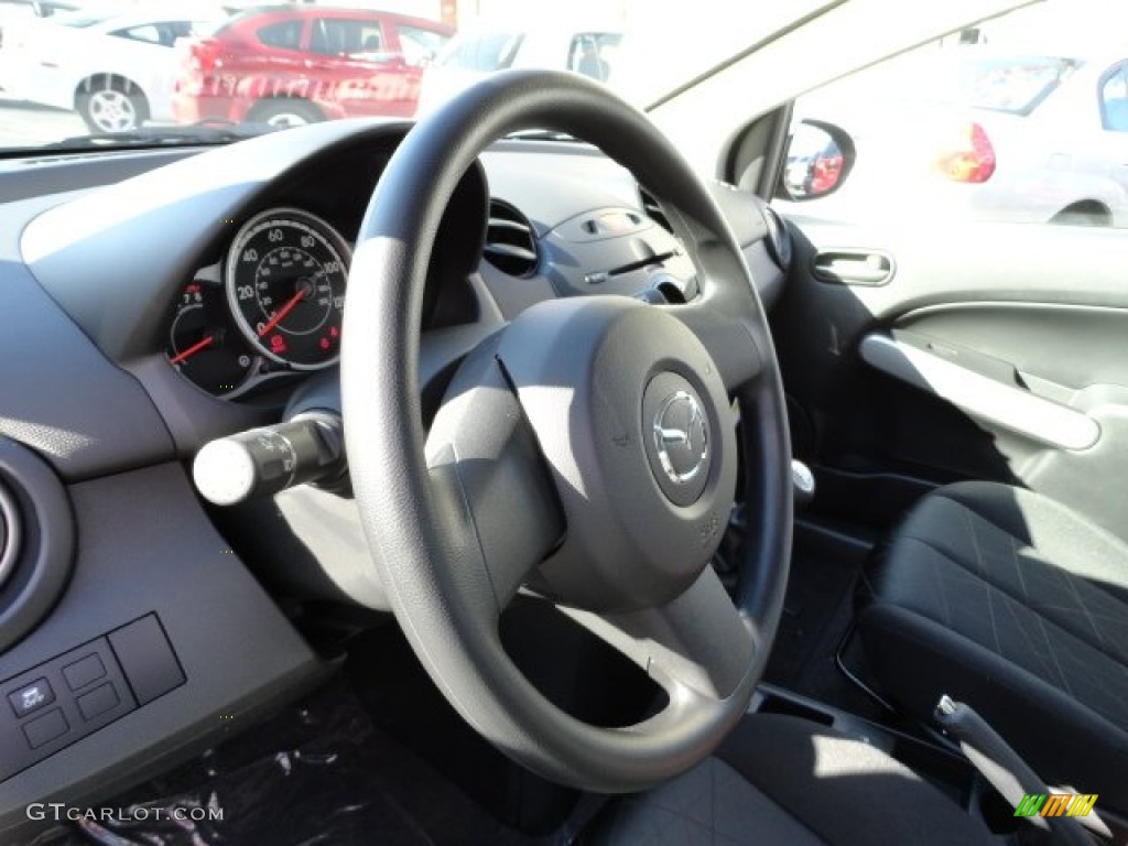 2012 Mazda MAZDA2 Sport Black Steering Wheel Photo #56200913