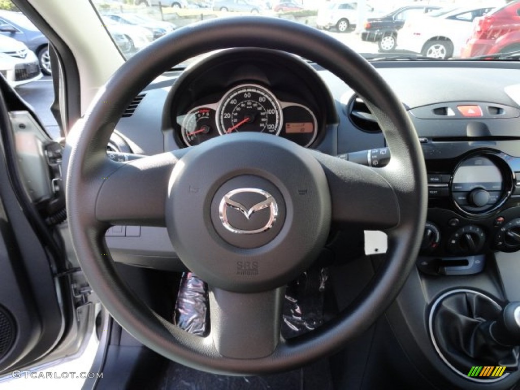 2012 Mazda MAZDA2 Sport Black Steering Wheel Photo #56200925