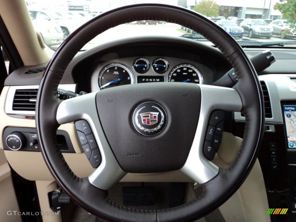 2012 Cadillac Escalade ESV Luxury Cashmere/Cocoa Steering Wheel Photo #56201255