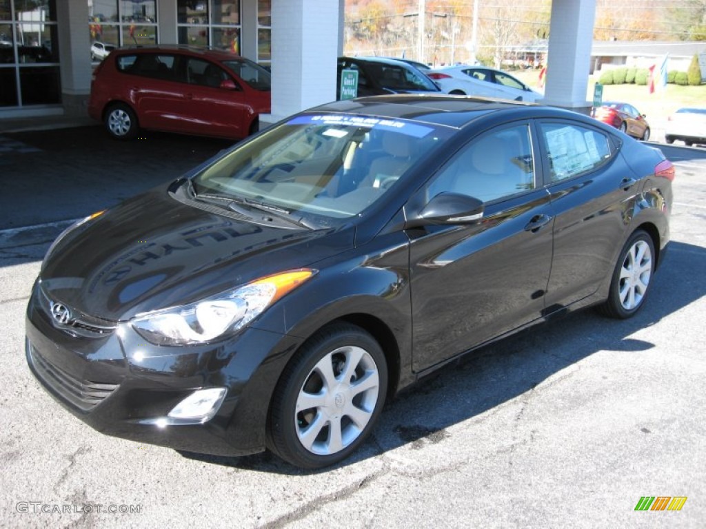 2012 Elantra Limited - Black Noir Pearl / Beige photo #2