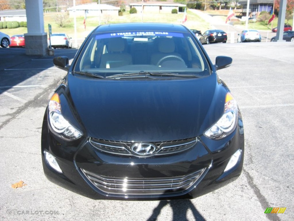 2012 Elantra Limited - Black Noir Pearl / Beige photo #3