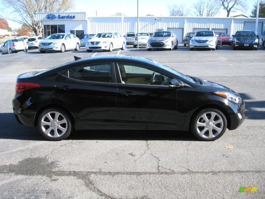 2012 Elantra Limited - Black Noir Pearl / Beige photo #5