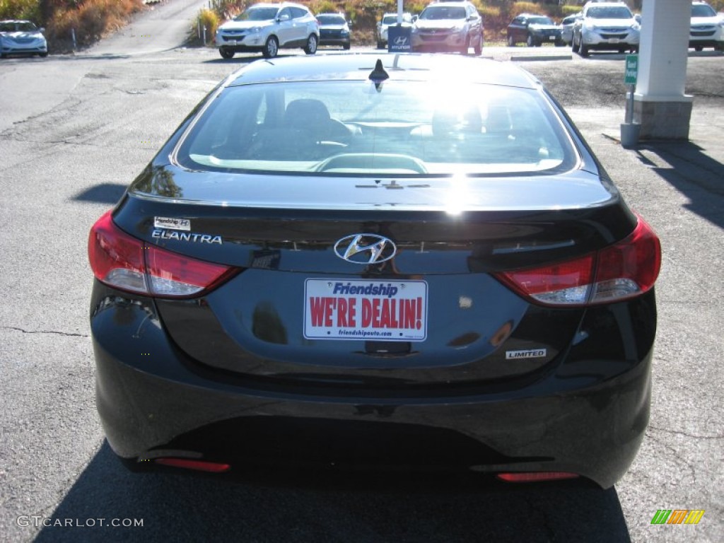 2012 Elantra Limited - Black Noir Pearl / Beige photo #7