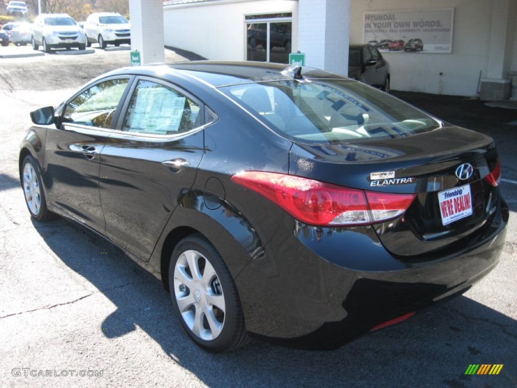 2012 Elantra Limited - Black Noir Pearl / Beige photo #8