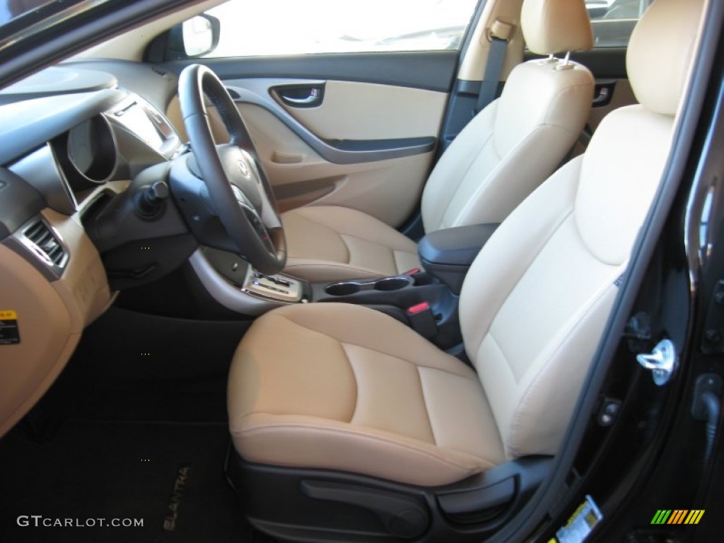 2012 Elantra Limited - Black Noir Pearl / Beige photo #13