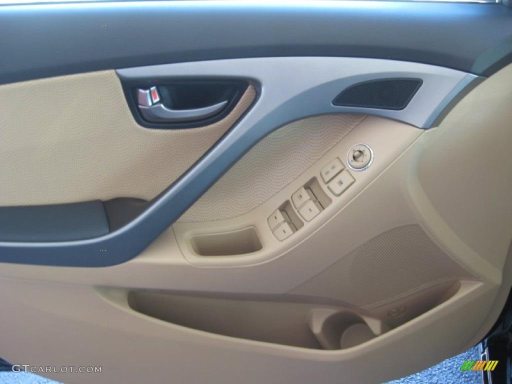 2012 Elantra Limited - Black Noir Pearl / Beige photo #15