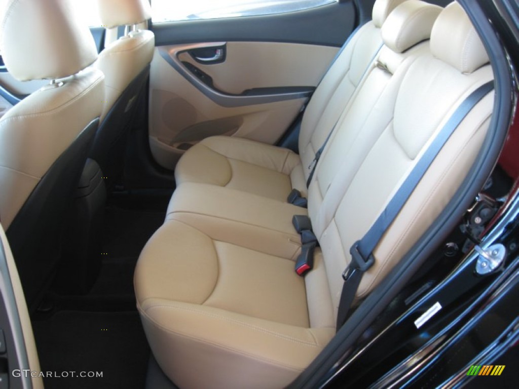 2012 Elantra Limited - Black Noir Pearl / Beige photo #16