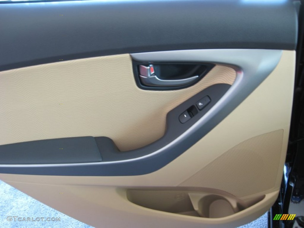 2012 Elantra Limited - Black Noir Pearl / Beige photo #18