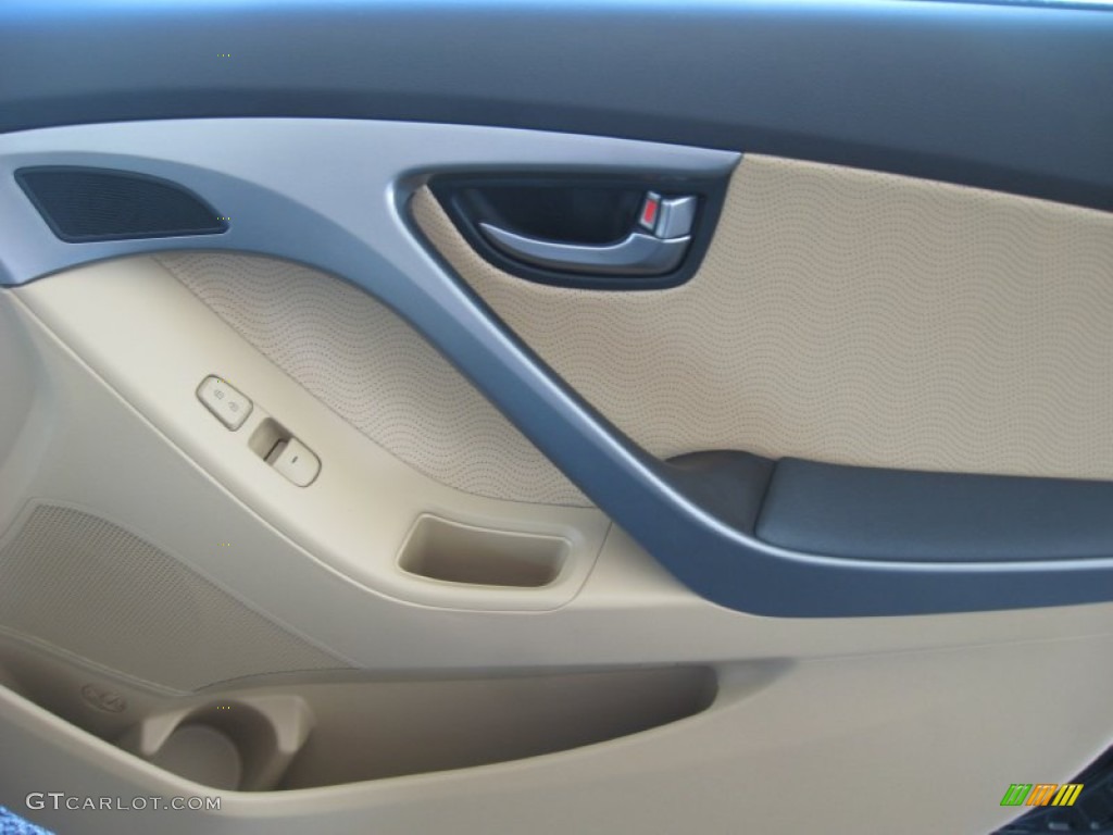 2012 Elantra Limited - Black Noir Pearl / Beige photo #21