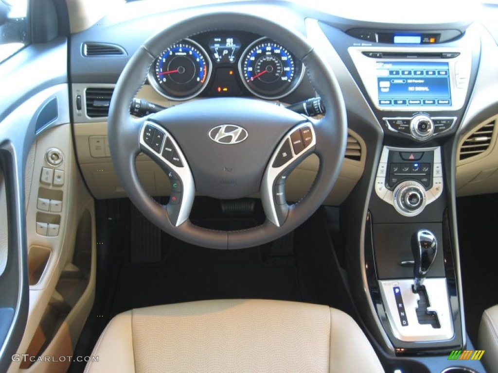 2012 Elantra Limited - Black Noir Pearl / Beige photo #22