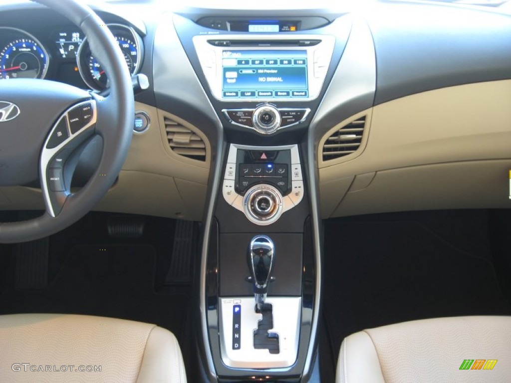 2012 Elantra Limited - Black Noir Pearl / Beige photo #23