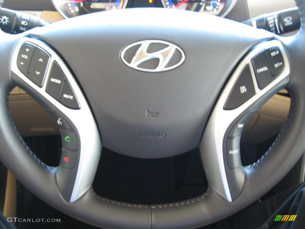 2012 Elantra Limited - Black Noir Pearl / Beige photo #27