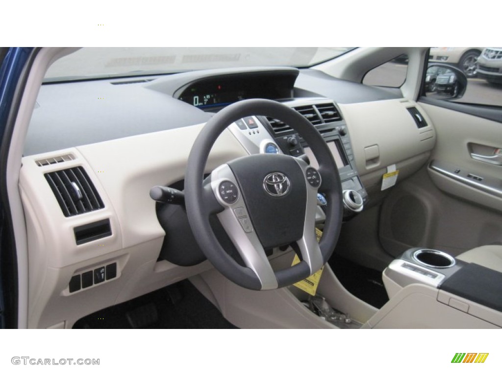 2012 Toyota Prius v Three Hybrid Bisque Dashboard Photo #56206484
