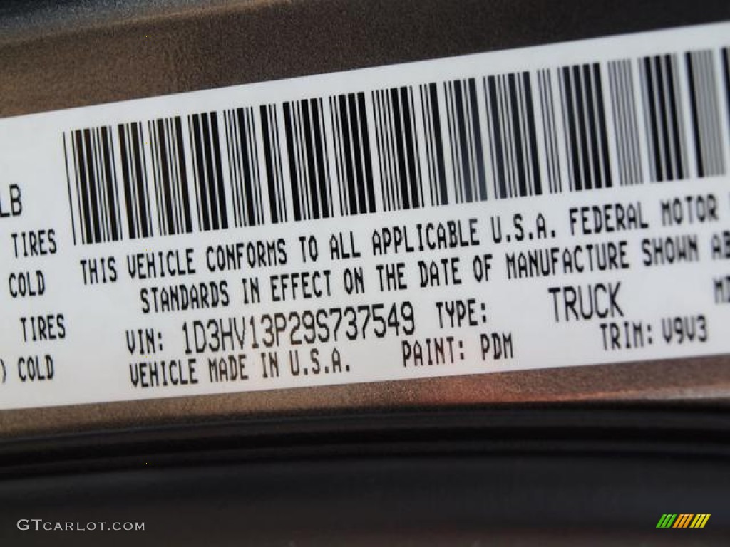 2009 Ram 1500 Color Code PDM for Mineral Gray Metallic Photo #56210744