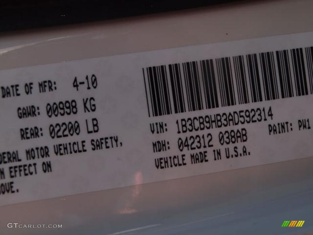 2010 Dodge Caliber Uptown Color Code Photos