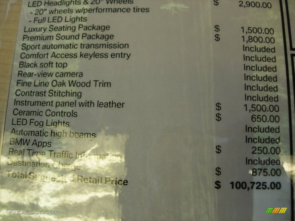 2012 BMW 6 Series 650i Convertible Window Sticker Photo #56215196