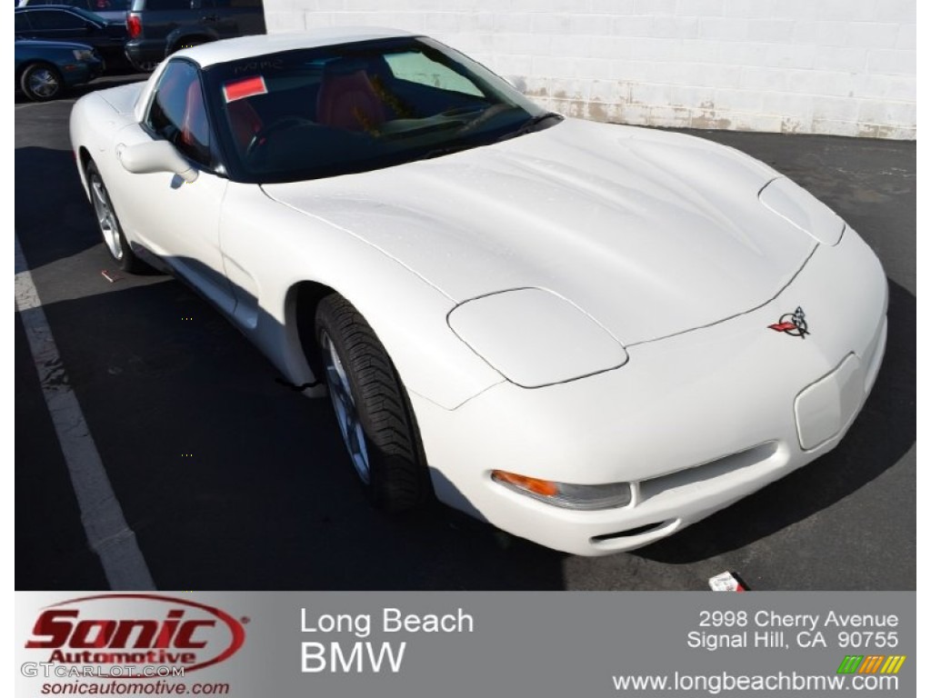 2001 Corvette Coupe - Speedway White / Torch Red photo #1