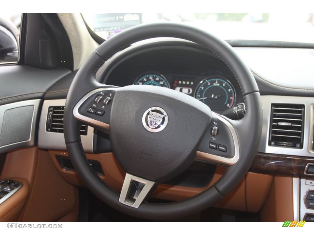 2012 Jaguar XF Portfolio London Tan/Warm Charcoal Steering Wheel Photo #56218043