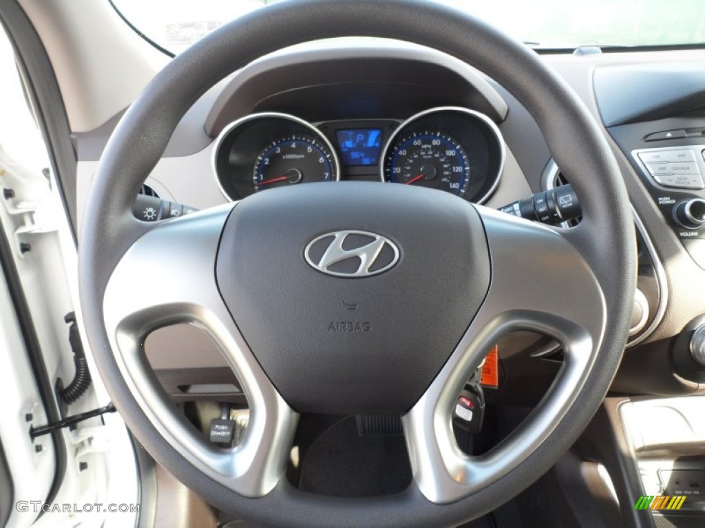 2012 Hyundai Tucson GL Taupe Steering Wheel Photo #56222315