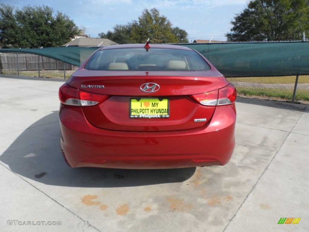 2012 Elantra Limited - Red Allure / Beige photo #4