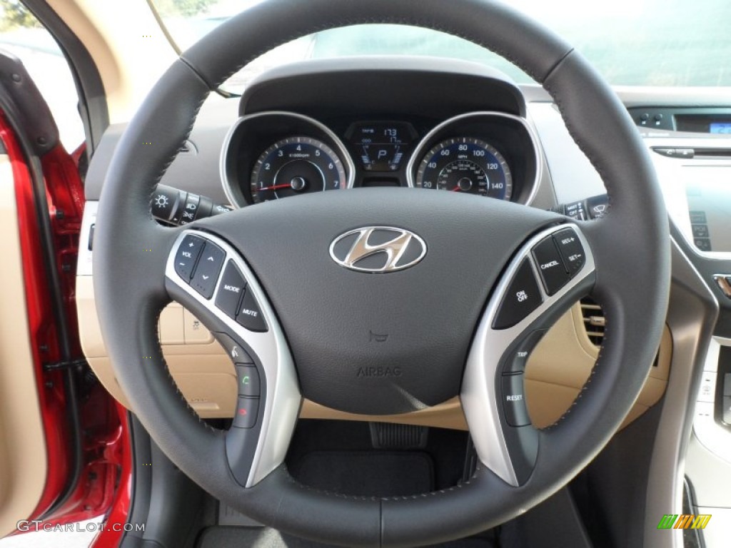 2012 Elantra Limited - Red Allure / Beige photo #33