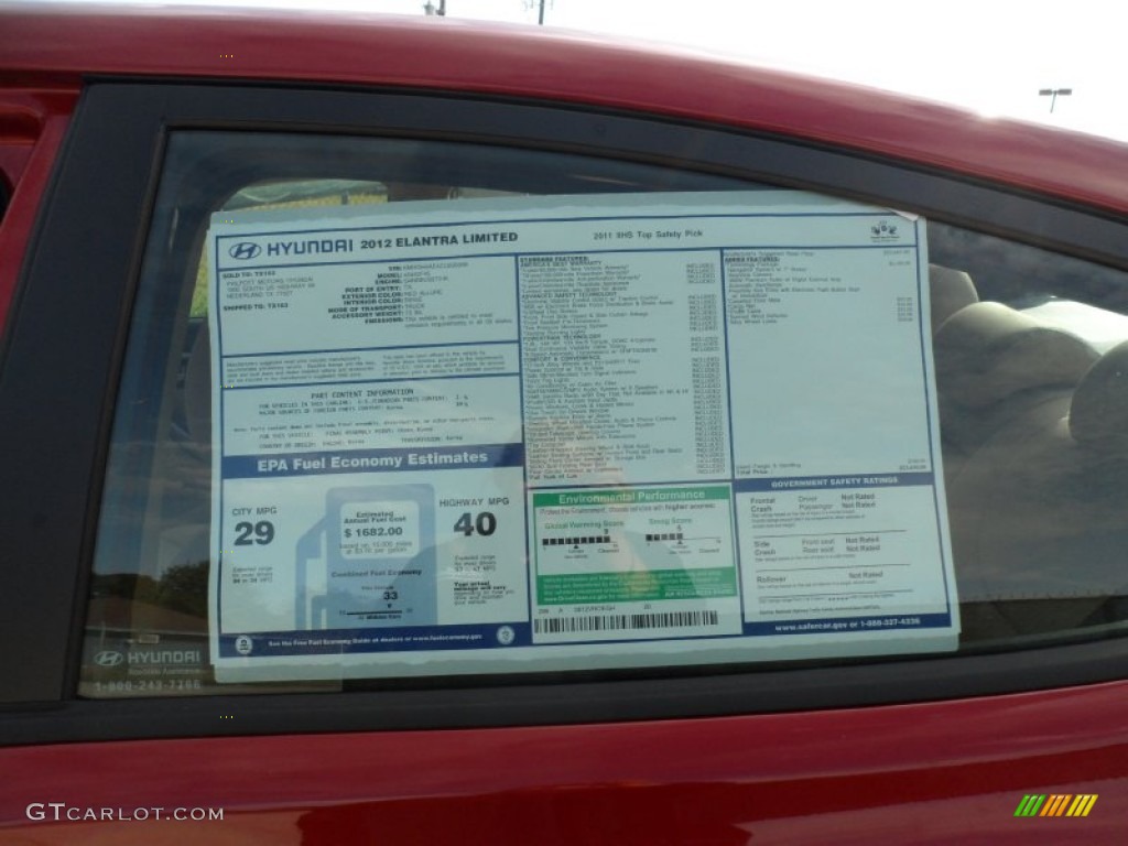 2012 Elantra Limited - Red Allure / Beige photo #37