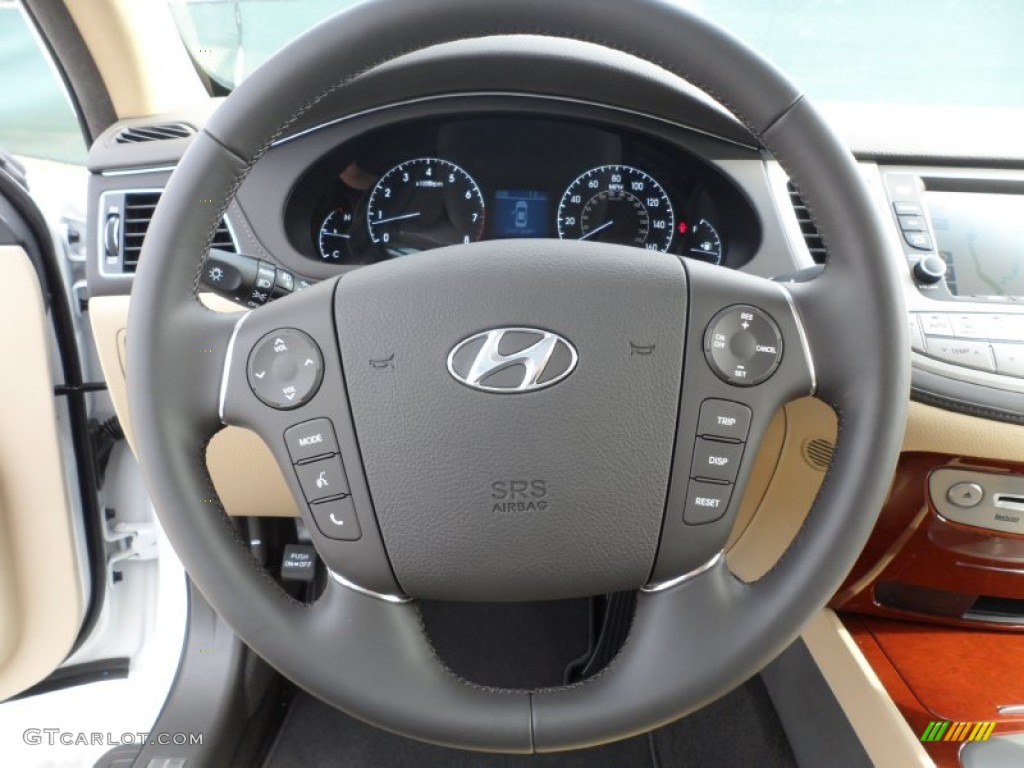 2012 Hyundai Genesis 3.8 Sedan Cashmere Steering Wheel Photo #56223989
