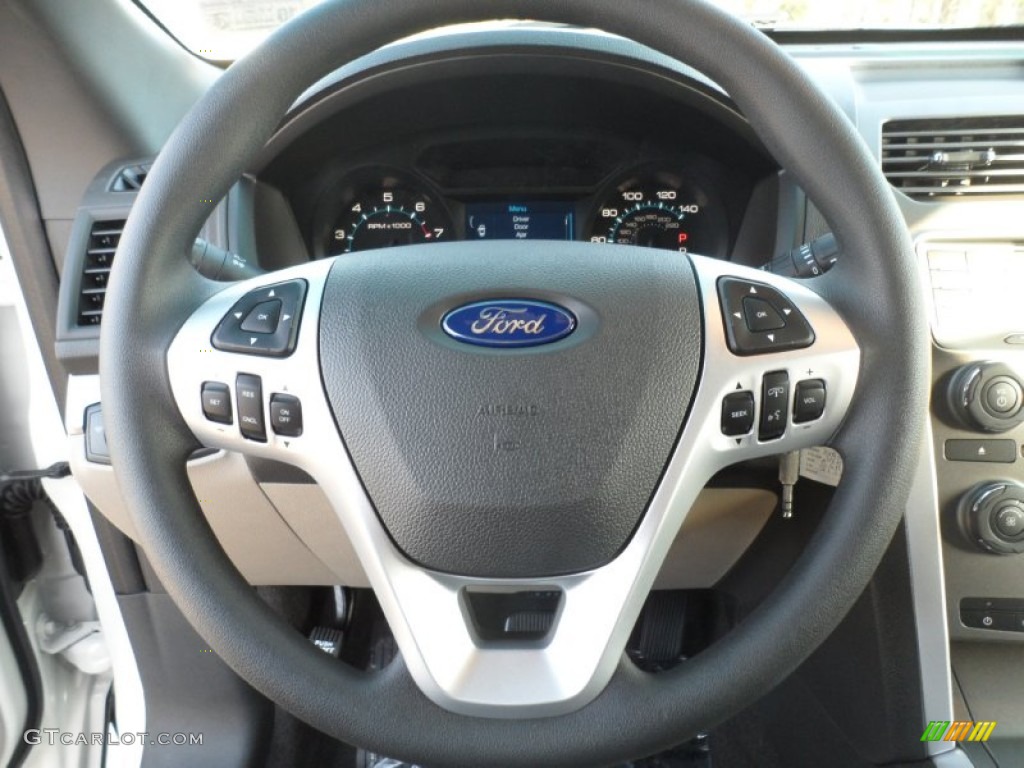 2012 Ford Explorer FWD Medium Light Stone Steering Wheel Photo #56224643