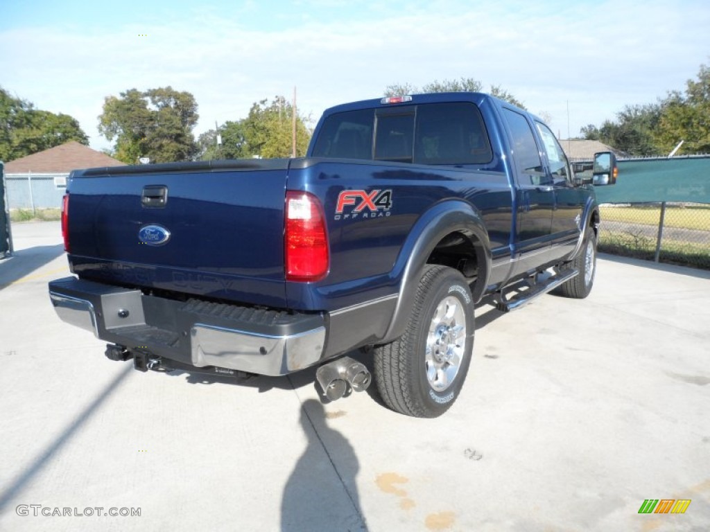 2012 F250 Super Duty Lariat Crew Cab 4x4 - Dark Blue Pearl Metallic / Black photo #3